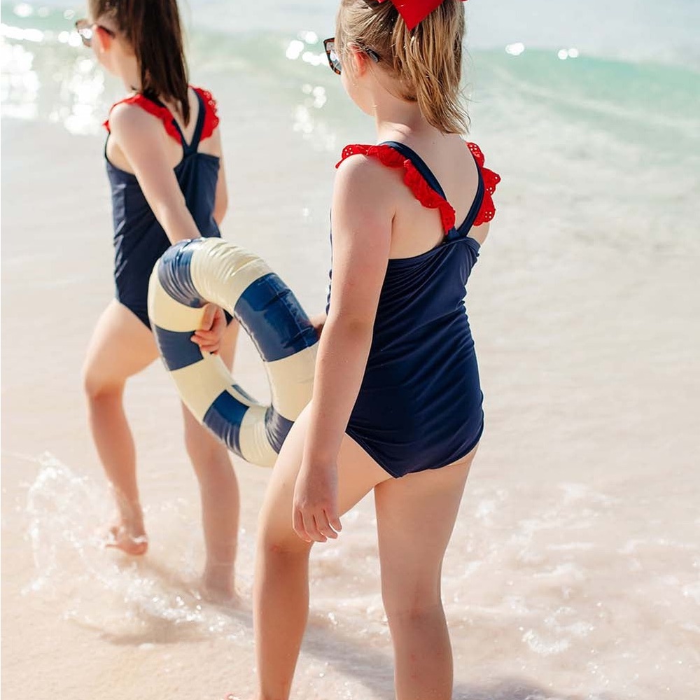 Beaufort Bonnet Long Bay Bathing Suit Nantucket Navy w/ Richmond Red, Size 12